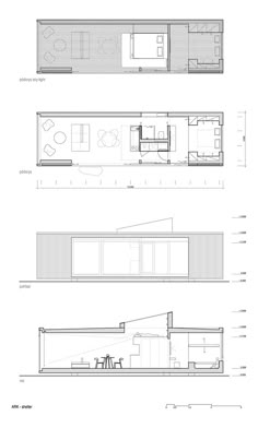 three diagrams showing different sections of the house