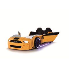 an orange toy car is shown on a white background