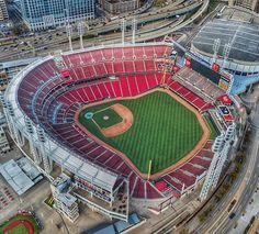 an aerial view of a baseball stadium