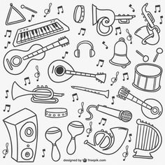 an image of musical instruments coloring pages