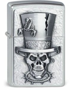 a lighter with a skull wearing a top hat