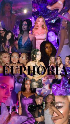 a collage of photos with the words euphora above them and images of women