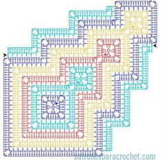 a cross stitch pattern is shown in the shape of four squares, each with different colors