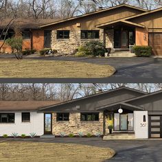 before and after photos of a house in the suburbs