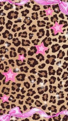 a pink and brown leopard print with stars on it