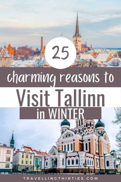 the city skyline with text overlay that reads 25 charming reason to visit in winter