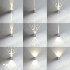 multiple images of the same light in different angles and sizes, each with an individual's shadow