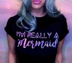 ↓↓↓ Were loaded with a variety of different mermaid tops! ↓↓↓ • Check out the tanks & tees here: https://www.etsy.com/shop/TheBohipstian?ref=l2-shopheader-name&section_id=20062827 • Check out the sweatshirts here: https://www.etsy.com/shop/TheBohipstian?ref=l2-shopheader-name&section_id=20062833  The perfect tee for any mermaid goddess! This Im Really A Mermaid relaxed fit tee is the softest 100% cotton, machine washable ... Galaxy Boots, Halloween Treats Recipes, Mermaid Clothing, Snack Halloween, Mermaid Tshirt, Pastel Tops, Mermaid Halloween Costumes, Mermaid Costumes