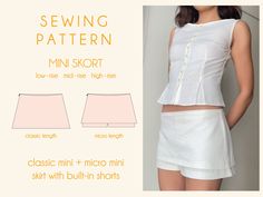 the sewing pattern shows how to make a mini skirt