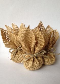 burlap bag with twine tied around it