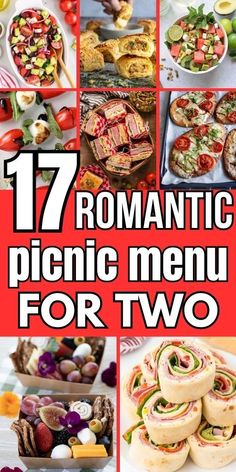 the cover of 17 romantic picnic menus for two