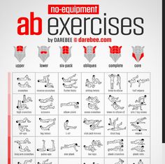 an exercise poster with exercises to do in the gym