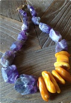 African Beads Necklace, Semiprecious Stone Jewelry, Handmade Jewel, Beads Bracelet Design, Purple And Yellow