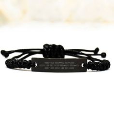 Meaningful Handmade Black Engraved Braided Rope Bracelet for Sobriety. This is a special gift for both men and women who can take it wherever they go. This lovely message-engraved bracelet is perfect for husbands, wives, sons, or daughters. Durable and fashionable, it is the perfect fashion accessory. Product Features - Handmade Engraved Braided Rope Bracelet for Sobriety. - It's an ideal gift idea for many occasions, such as Valentine's Day, Fathers' Day, Thanksgiving, Christmas, birthdays, or anniversaries. - This bracelet measures approximately 25 centimetres and is adjustable from 8.5 to 25 centimetres. This makes it a universal size, a timeless, handmade masterpiece that can fit anyone's wrist. - This timeless bracelet is completely handcrafted; packaged in an exquisite bag of the hig Water Bracelet, Custom Engraved Bracelet, Distance Bracelets, Braided Rope Bracelet, Nephew Gifts, Bracelet Quotes, Niece Gifts, Prayer Bracelet, Memorial Bracelet