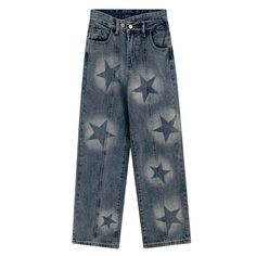 aesthetic star washed jeans boogzel clothing Summer Y2k Outfits, 90s Retro Fashion, Printed Denim Pants, Aesthetic Star, Summer Grunge, Retro Fashion Outfits, Y2k Star, Hip Hop Women, Jeans Summer