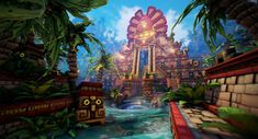 ArtStation - Tobias Koepp's submission on The Journey - 3D Environment Art Challenge Aztec Architecture, Aztec City, City Of Gold, Aztec Culture, Golden City, Aztec Art, Futuristic City