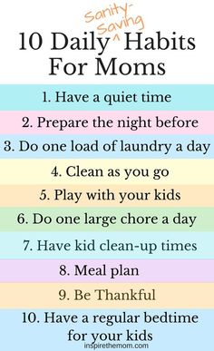 the 10 daily habit for moms with text overlaying that reads,'10 daily