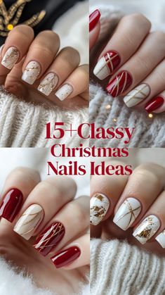 Nails For Xmas Holidays, 2024 Xmas Nails, Trendy Nails For Christmas, Simple Christmas Nails Red And Gold, Christmas Nail Art Elegant, Christmas Nails 2025 Trends, Xmas Inspired Nails, Non Red Christmas Nails, Manicure Ideas For Christmas