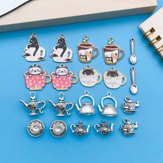 a bunch of charms sitting on top of a table