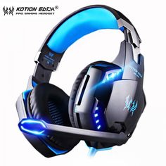 the kotion each gaming headset is designed to look like it has glowing blue lights