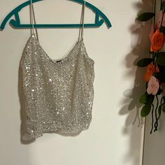 No Flaws No Longer Made Silly Straps Sequin Top Great For Parties, Going Out, Birthday Sequin Top, Zara Tops, Going Out, Zara, Sparkle, Womens Tops, Tank Tops, Women Shopping, Color