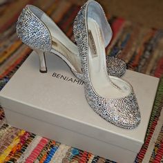 Swarovski Crystal Encrusted Heels. These Are Multitonal, Ab Crystals And Have Been Worn A Handful Of Times. Crystal Heels, Wedding Shoes Heels, Wedding Shoes, Swarovski Crystal, Wedding Shoe, Shoes Women Heels, Swarovski Crystals, Kitten Heels, Shoes Heels