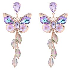 PRICES MAY VARY. ◆Butterfly Floral Tassel Bohemian Earrings Material: Made of excellent alloy, glass drill, acrylic and rhinestones, these funny butterfly insect tassel earrings are high-quality and not easy to cause irritation to your skin. The superb craftsmanship makes you comfortable to wear. ◆Butterfly Flower Tassel Boho Earrings Size: The purple butterfly shaped drop earrings are about 3.38 inches long and 1.53 inches wide. With a weight of 17g, the cute butterfly animal dangle earrings ar Funny Butterfly, Butterfly Fringe, Butterfly Chandeliers, Butterfly Resin, Ear Pin, Earrings Model, Earrings Butterfly, Metal Butterfly, Butterfly Earrings Stud