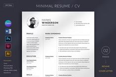 a clean and modern resume template with an image on the front, side and back