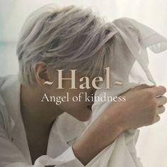 an image of a person with white hair and the words'hael - angel of kindness '