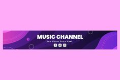 the music channel banner is displayed on a pink background