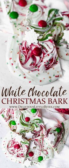 white chocolate christmas bark with candy and sprinkles