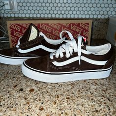 Brand New And In Box. These Have Never Been Worn. They Are Dark Brown And Size 7. Brown Vans Outfit, Brown Vans, Vans Outfit, Brown Sneakers, Vans Old Skool, Old Skool, Womens Shoes Sneakers, Dark Brown, Cool Style