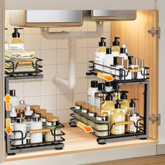 the shelves are filled with different types of personal care products