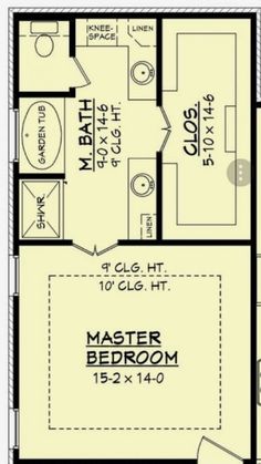 a floor plan for a small house with two bedroom and an attached bathroom, which is also