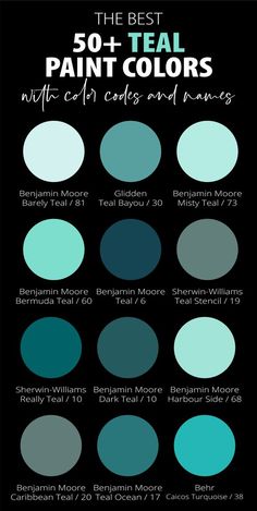 the best teal paint colors for walls, ceilings and floors - infographic com