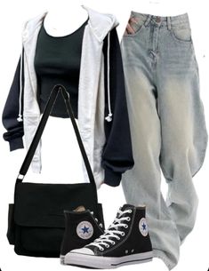 Jeans Large, Oversized Zip Up Hoodie, Canvas Satchel, Boyfriend Jean, Cute Comfy Outfits, Streetwear Fashion Women, Swaggy Outfits, Tomboy Fashion