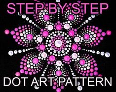 the words dot art pattern are written in white and pink letters on a black background