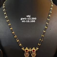 Short Nallapoosalu Designs, Long Nallapusalu Designs Gold, Black Beads Long Chain Designs, Beads Mangalsutra Designs, Short Nallapusalu, Short Black Beads