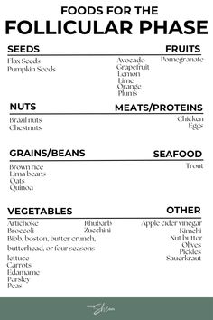 During the follicular phase of your menstrual cycle you may experience an elevated mood and increased energy. These foods include all the necessary nutrients to support your positive mood during this phase! Menstrual Phase Vegan Recipes, Follicular Phase Nutrition, What To Eat During Follicular Phase, Food For Follicular Phase, Follicular Phase Smoothies, Meals For Follicular Phase, Foods To Eat During Menstrual Phase, Hormonal Phases, Cycling Syncing