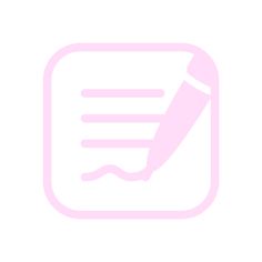 a pink icon with a pen and paper in it's center, on a white background