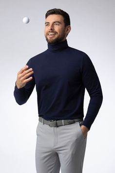 Mens Cotton Kelso Roll Neck Golf Shirt Rolled Collar, Collar Designs, Roll Neck, Classic Shirt, Sleeve Cotton