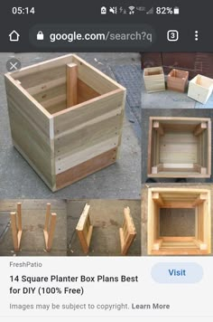 several different types of wooden boxes sitting on the ground