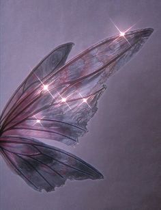 a butterfly flying in the air with its wings spread out and sparkling lights on it's back