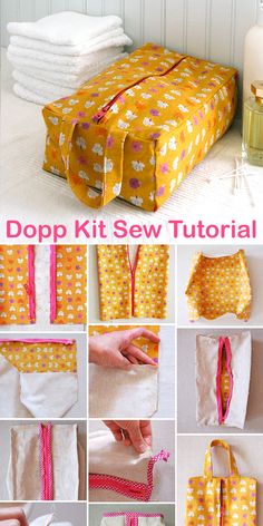 the instructions to make a dopp kit sew bag