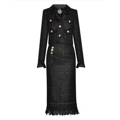 Priced To Sell With Free Shipping! Get The Luxury Designer Look Without Breaking The Bank With This Stunning And Tweed Two-Piece Skirt Suit Seta Style Reminiscent Of Top Designers Like Balmain, Celine, Or Chanel. Featuring A Beautiful Bow Detail That Can Be Worn As A Collar Or As A Hair Accessory, This Matching Set Is Perfect For Any Occasion - From The Courtroom To The Office To A Fancy Dinner Out. Pair The Jacket With Jeans Or Style The Skirt With A Beautiful Blousethis Classic Tweed Design Is Chanel Outfit Classy, Chanel Tweed Set, Style Alt, Balmain Tweed, Tweed Two Piece, Tweed Design, Jacket With Jeans, Tweed Set, Daily Ootd