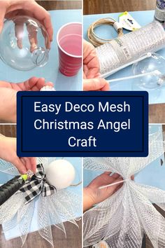 easy diy deco mesh christmas angel craft for kids and adults to make this holiday season