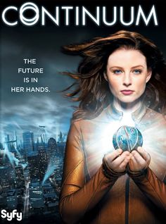 the poster for continuum features a woman holding a crystal ball