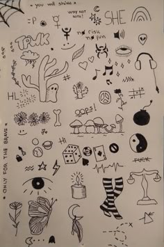 a sheet of paper with some drawings on it