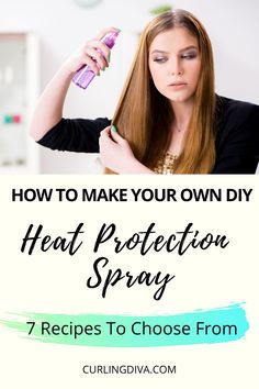 Heat Spray For Hair, Hair Protection Spray, Diy Heat Protectant For Natural Hair, Diy Heat Protection Spray For Hair, Heat Hair Protector, Home Made Heat Protectant For Hair, How To Make Heat Protectant Spray, Heat Protection For Curly Hair, Natural Heat Protectant For Hair Diy