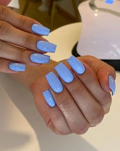 Periwinkle Nails, Sky Blue Nails, Blue Coffin Nails, Doing Makeup, S Nails, Racun Shopee, Nails Square